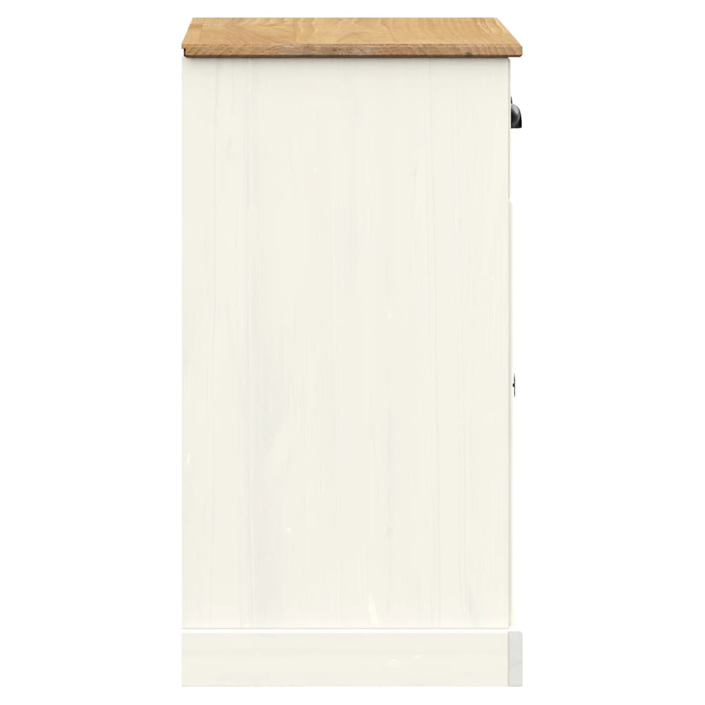Credenza Cassetti VIGO Bianco 78x40x75 cm Legno Massello Pino 353203