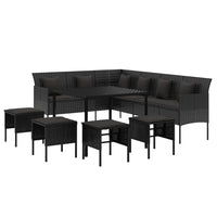 Set da Pranzo da Giardino 6 pz con Cuscini Nero in Polyrattan 3186650