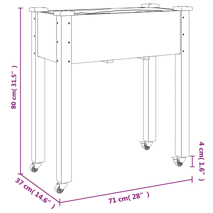 Fioriera con Ruote e Fodera 71x37x80 cm Legno Massello di Abete 3157823