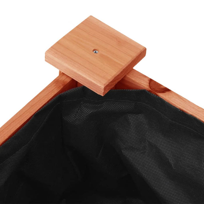 Vassoio per fioriera aiuola rialzata piante fiori terrazza giardino su ruote con rivestimento marrone 118 x 59 x 80 cm legno di abete marrone 02_0038729