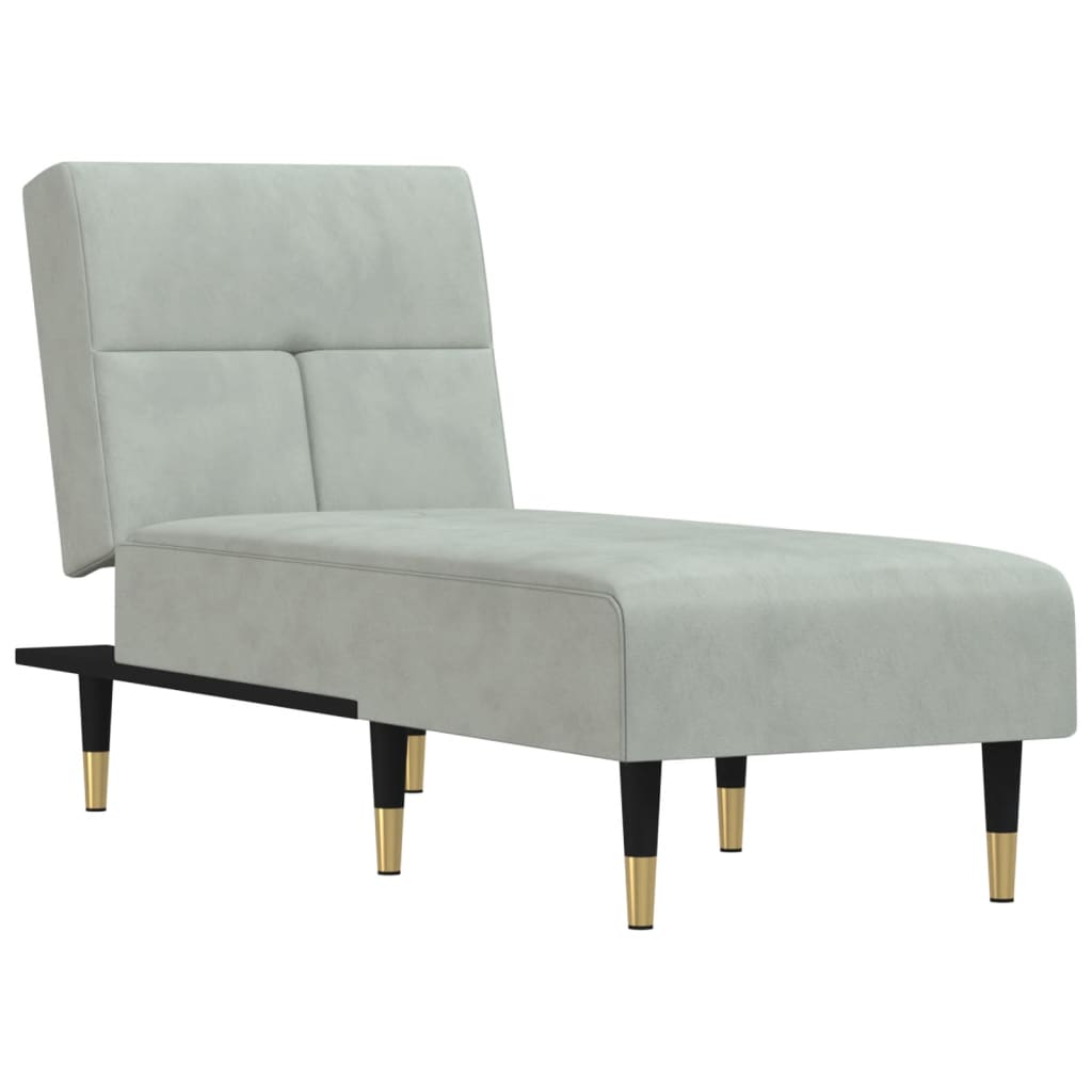 Chaise Longue in Velluto Grigio Chiarocod mxl 118597