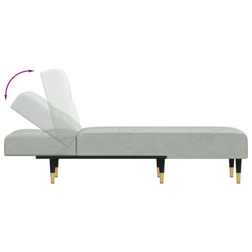 Chaise Longue in Velluto Grigio Chiaro 352808
