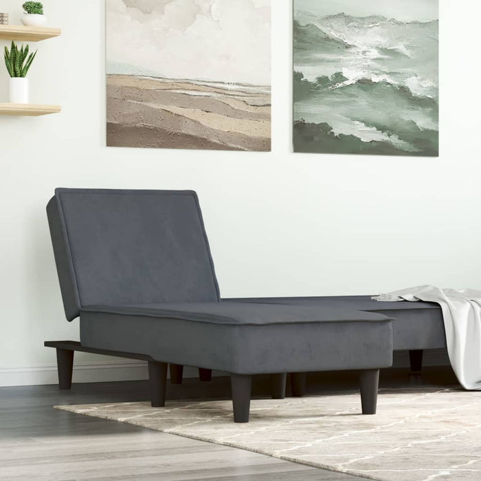 Chaise Longue in Velluto Grigio Scuro 352836