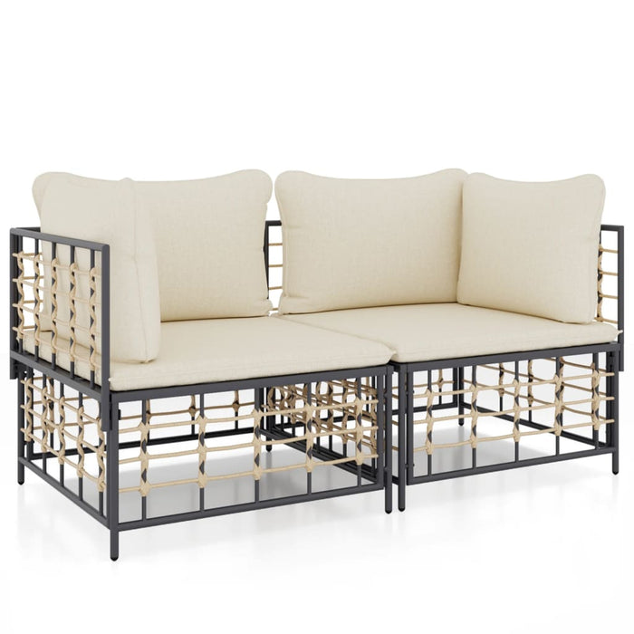 Divani Angolari Modulari con Cuscini 2 pz in Polyrattan 3186690