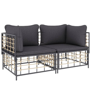 Divani Angolari Modulari con Cuscini 2 pz in Polyrattan 3186691