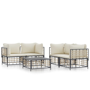 Set Divani da Giardino 5 pz con Cuscini Antracite in Polyrattan 3186702