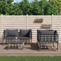 Set Divani da Giardino 5 pz con Cuscini Antracite in Polyrattan 3186703