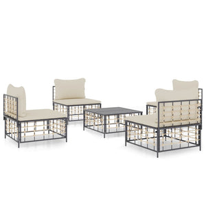 Set Divani da Giardino 5 pz con Cuscini Antracite in Polyrattancod mxl 76563