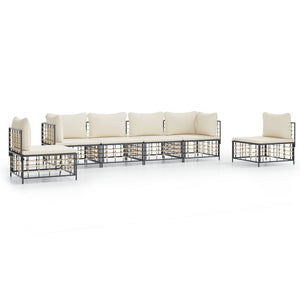 Set Divani da Giardino 6 pz con Cuscini Antracite in Polyrattan 3186720