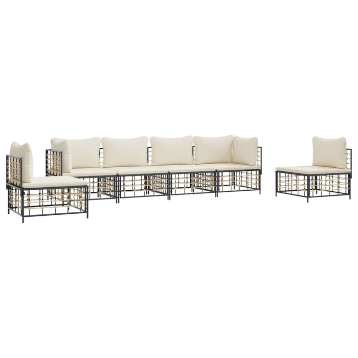 Set Divani da Giardino 6 pz con Cuscini Antracite in Polyrattan 3186720
