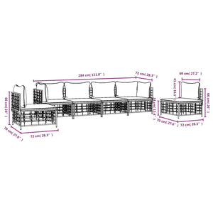 Set Divani da Giardino 6 pz con Cuscini Antracite in Polyrattan 3186720