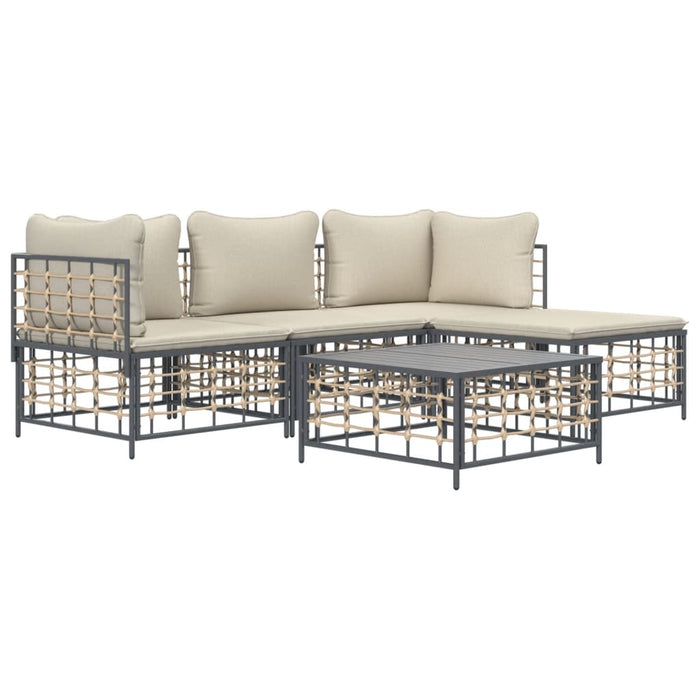Set Divani da Giardino 4 pz con Cuscini Antracite in Polyrattan 3186740