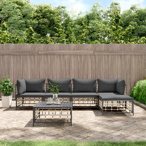Set Divani da Giardino 6 pz con Cuscini Antracite in Polyrattan 3186745