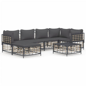 Set Divani da Giardino 7 pz con Cuscini Antracite in Polyrattan 3186773