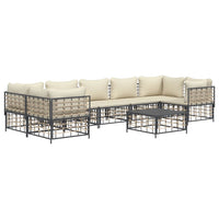 Set Divani da Giardino 8 pz con Cuscini Antracite in Polyrattan 3186802
