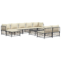 Set Divani da Giardino 10pz con Cuscini Antracite in Polyrattan 3186804
