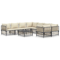 Set Divani da Giardino 9 pz con Cuscini Antracite in Polyrattancod mxl 124498