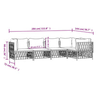 Set Salotto da Giardino 5 pz con Cuscini in Acciaio Antracite 3186873