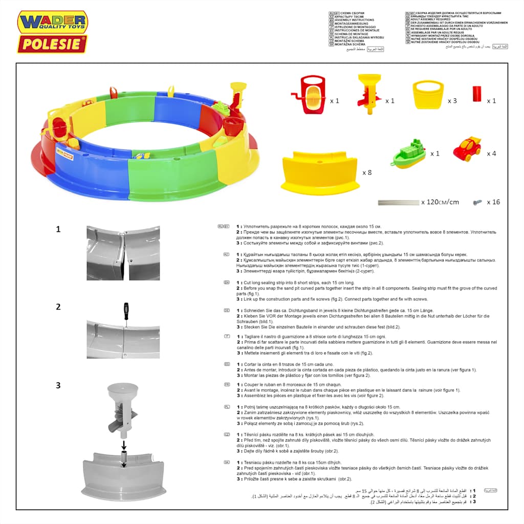 Polesie wader Set Sabbiera Rotonda 8pz con Canale d'Acqua 136 cm PP 94251