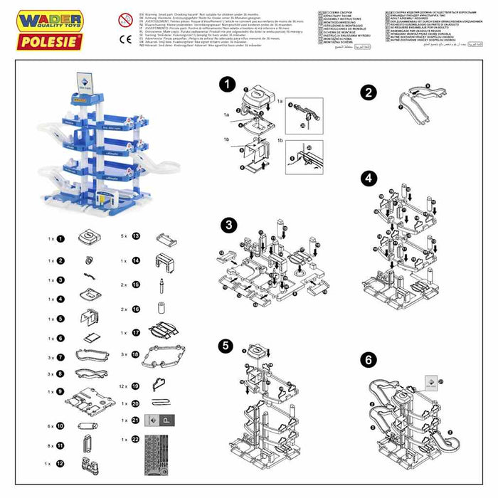 Polesie wader Garage con 4 Piani 80x38x61 cm Polipropilene 94256