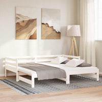 Dormeuse Estraibile Bianca 2x(90x190) cm Legno Massello di Pino 833084
