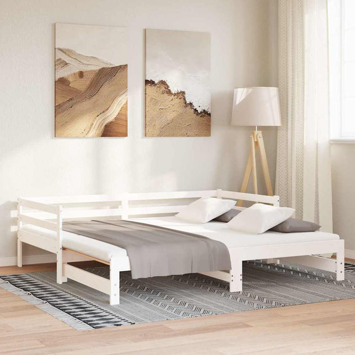 Dormeuse Estraibile Bianca 2x(90x190) cm Legno Massello di Pino 833084