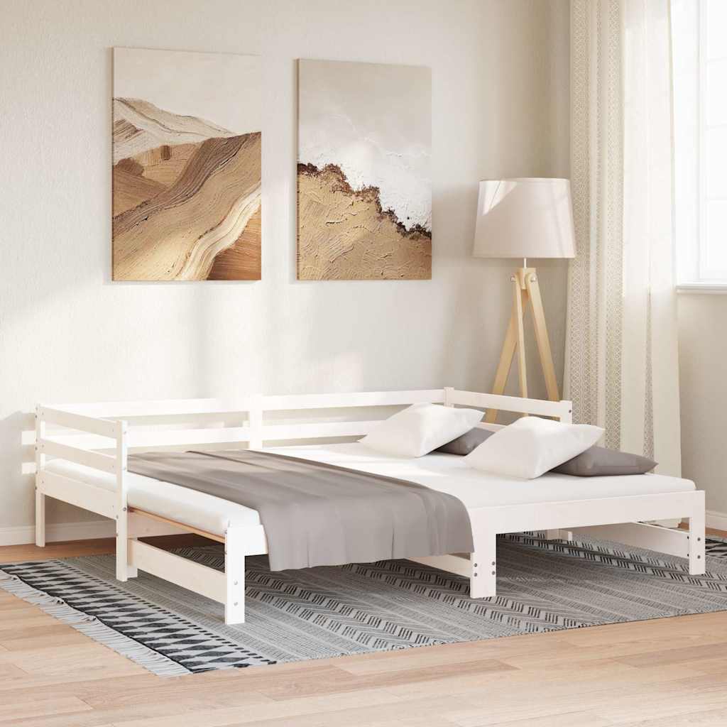 Dormeuse Estraibile Bianca 2x(90x190) cm Legno Massello di Pino 833084