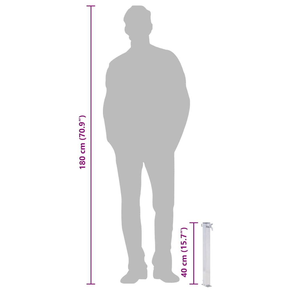 Colonna d'Acqua da Giardino 40 cm Acciaio Inox Quadrato