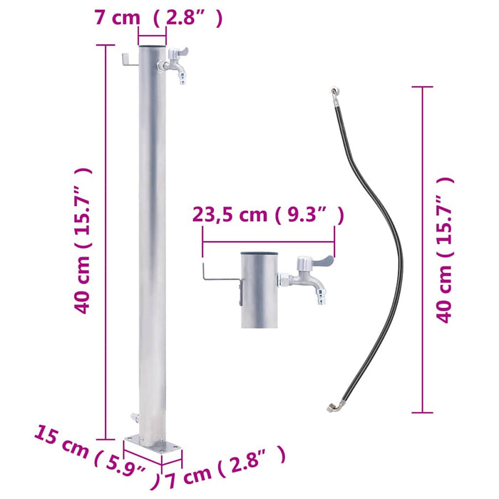 Colonna d'Acqua da Giardino 40 cm Acciaio Inox Rotonda 364500