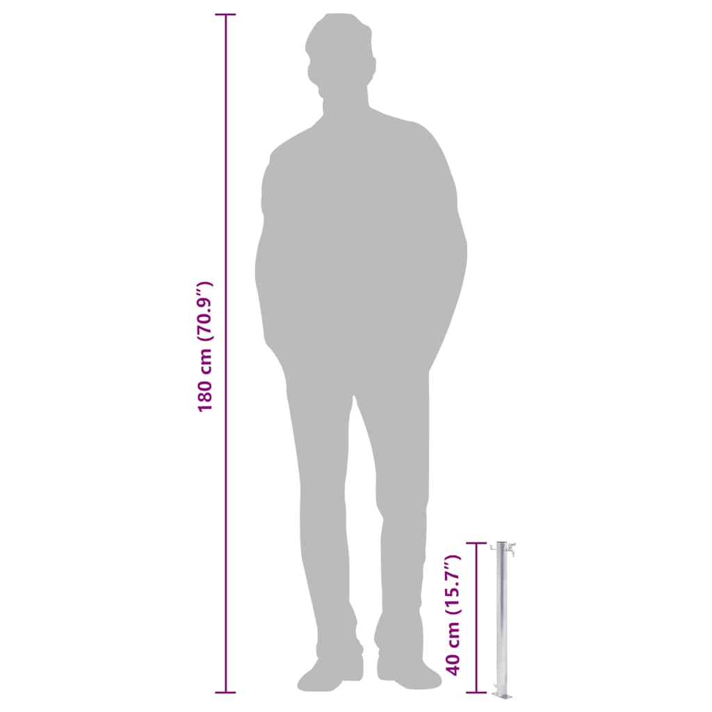 Colonna d'Acqua da Giardino 40 cm Acciaio Inox Rotonda 364500