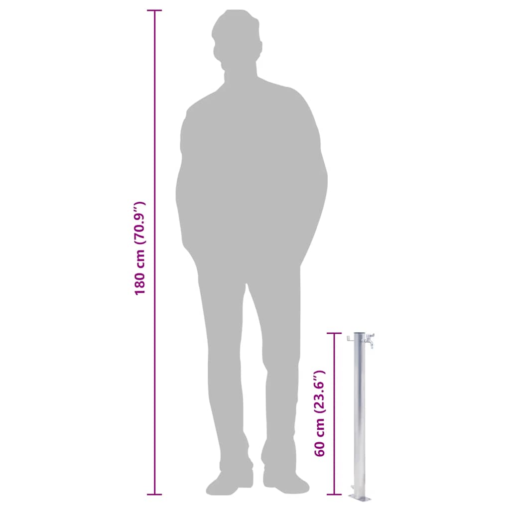 Colonna d'Acqua da Giardino 60 cm Acciaio Inox Rotonda 364501