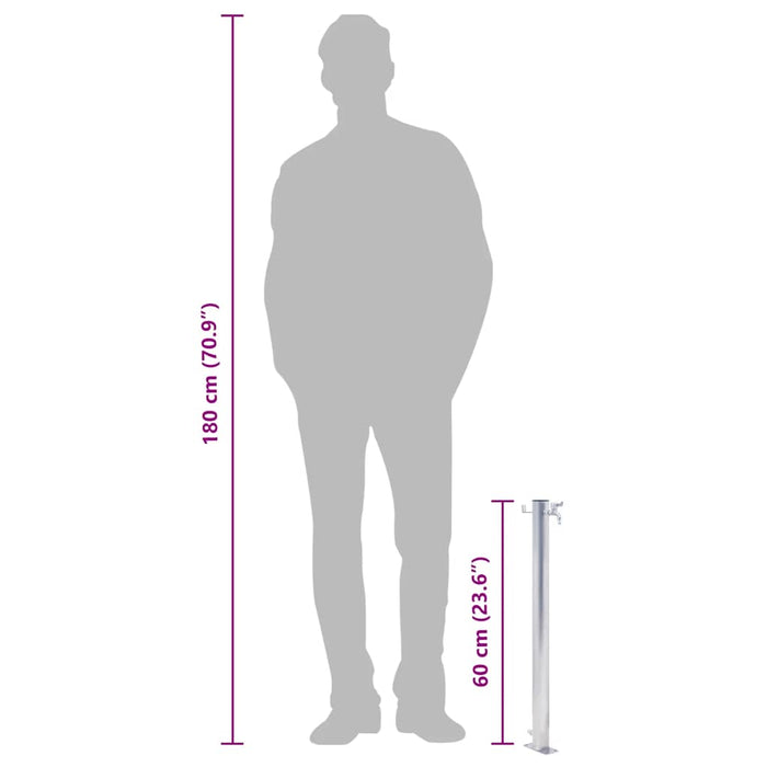 Colonna d'Acqua da Giardino 60 cm Acciaio Inox Rotonda 364501