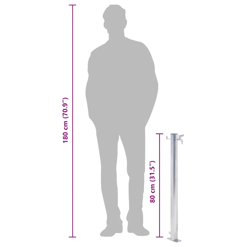 Colonna d'Acqua da Giardino 80 cm Acciaio Inox Rotonda 364502