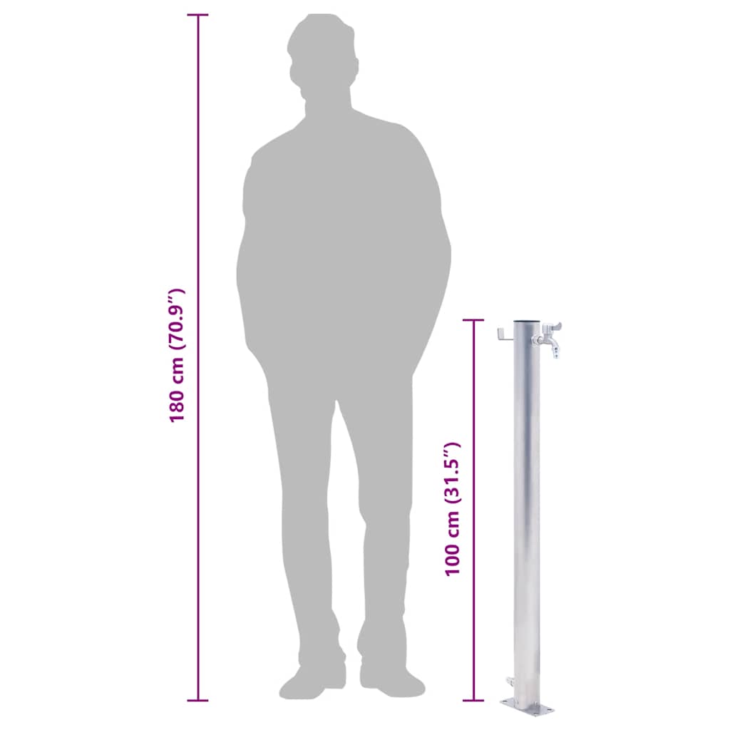 Colonna d'Acqua da Giardino-Attrezzi da giardino 100 cm Acciaio Inox Rotonda