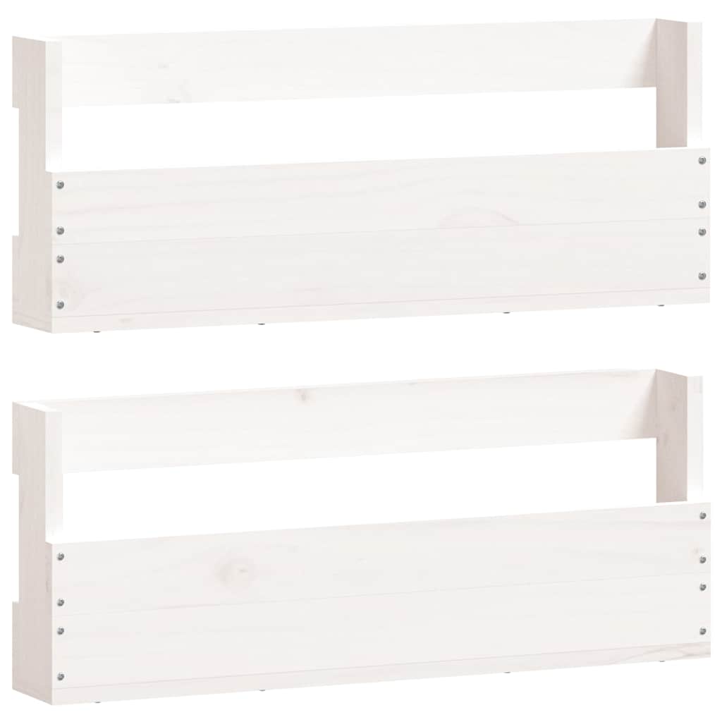 Scarpiere a Parete 2 pz Bianco 59x9x23cm Legno Massello di Pino 833274