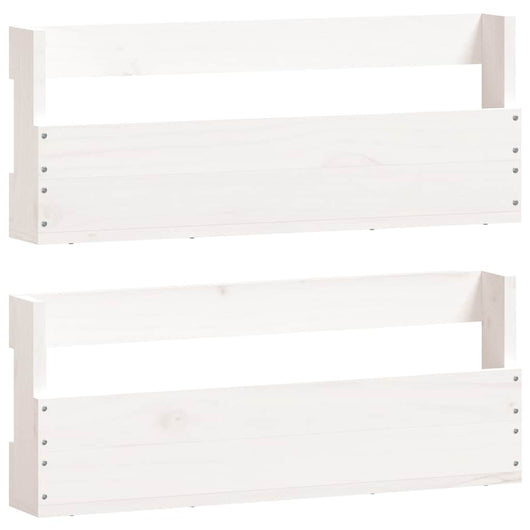 Scarpiere a Parete 2 pz Bianco 59x9x23cm Legno Massello di Pino 833274