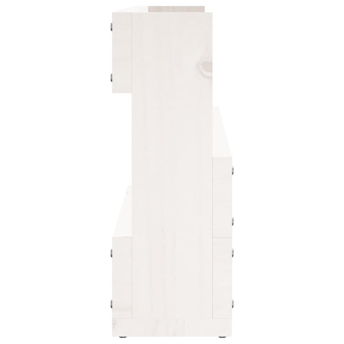 Scarpiere a Parete 2pz Bianco 110x9x23cm Legno Massello di Pino 833276