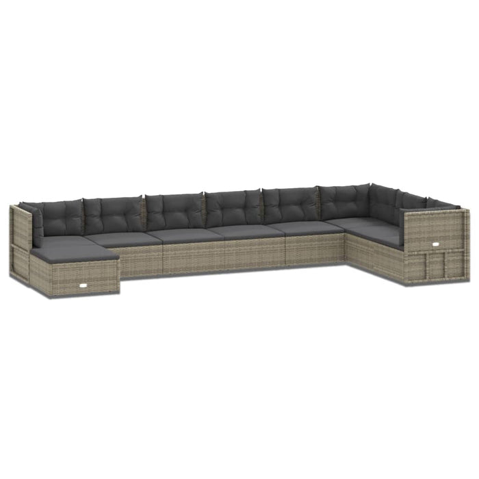 Set Divani da Giardino 9 pz con Cuscini in Polyrattan Grigio 3187229