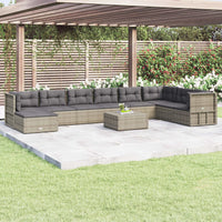 Set Divani da Giardino 9 pz con Cuscini in Polyrattan Grigio 3187229