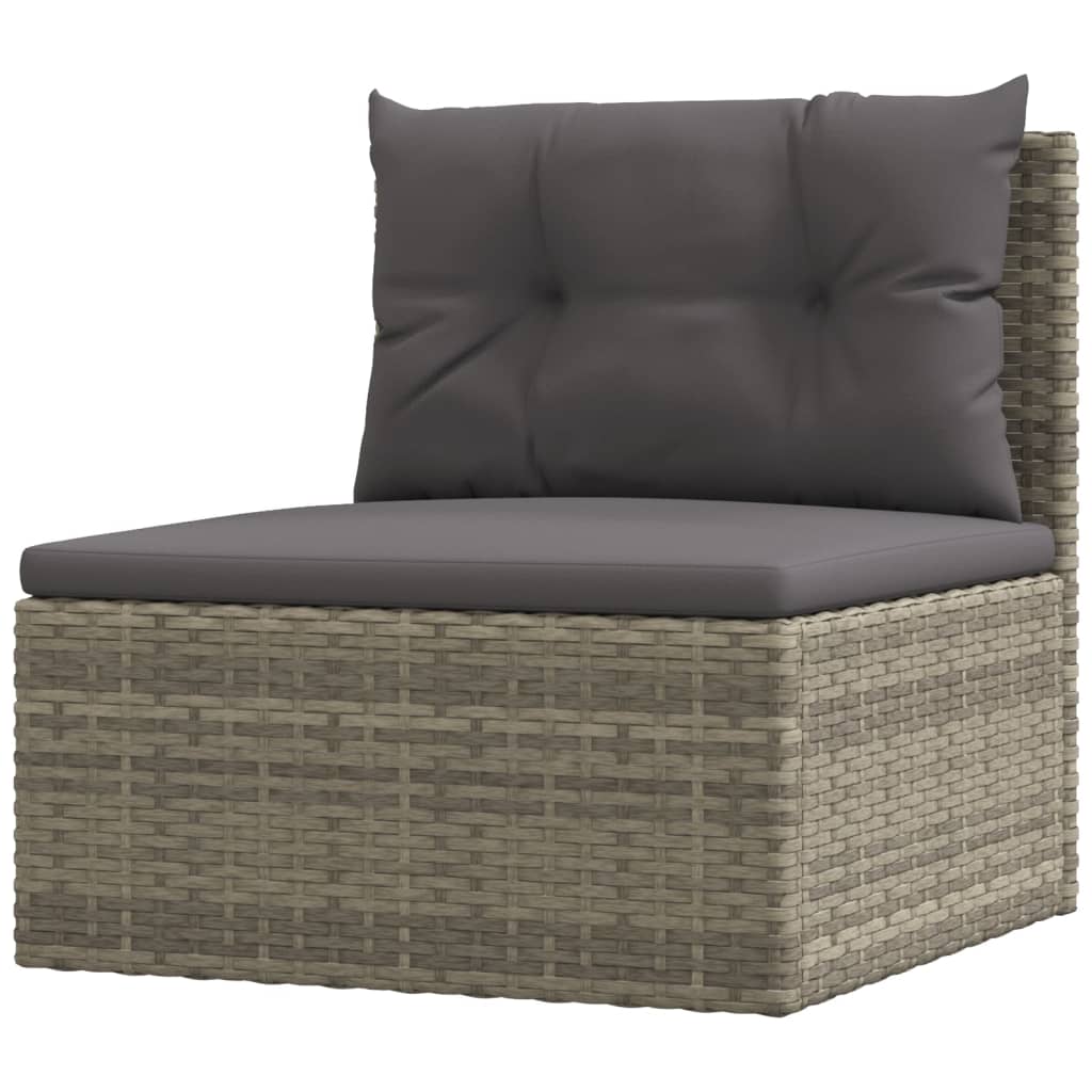 Set Divani da Giardino 10 pz con Cuscini in Polyrattan Grigio 3187251