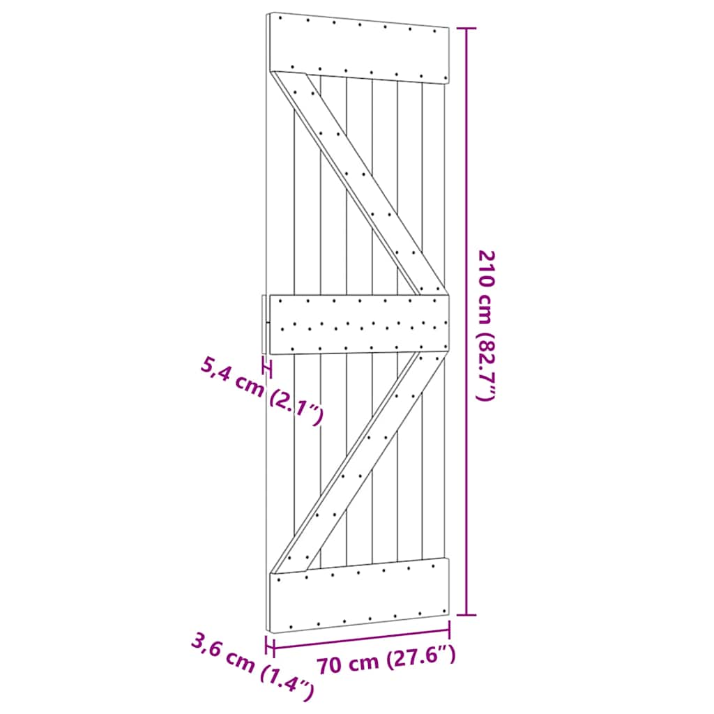 Porta NARVIK 70x210 cm in Legno Massello di Pino 154427