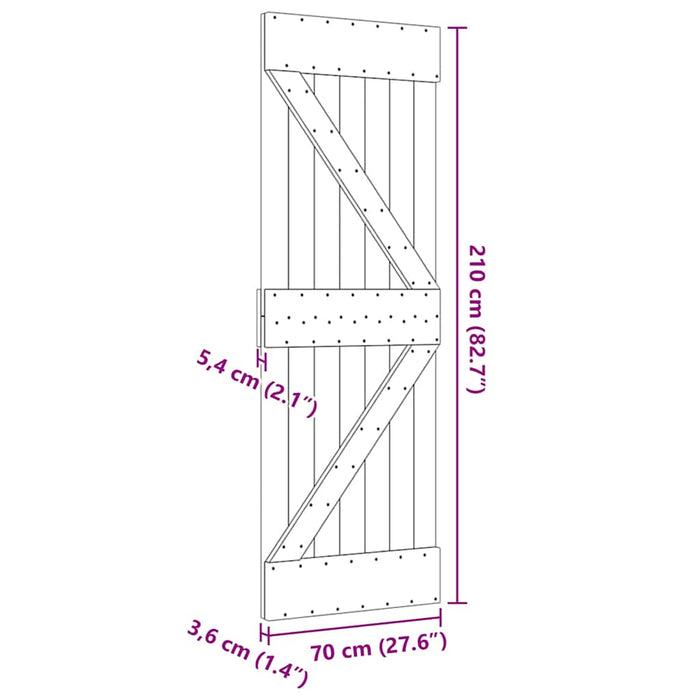 Porta NARVIK 70x210 cm in Legno Massello di Pino 154427