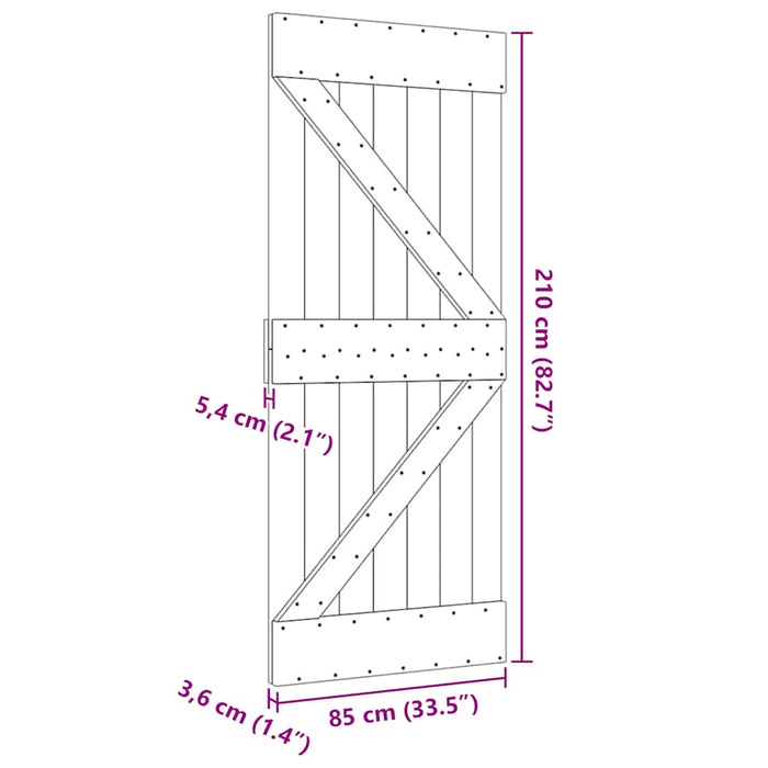Porta NARVIK 85x210 cm in Legno Massello di Pino 154428