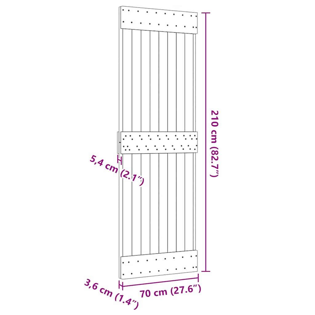 Porta NARVIK 70x210 cm in Legno Massello di Pino