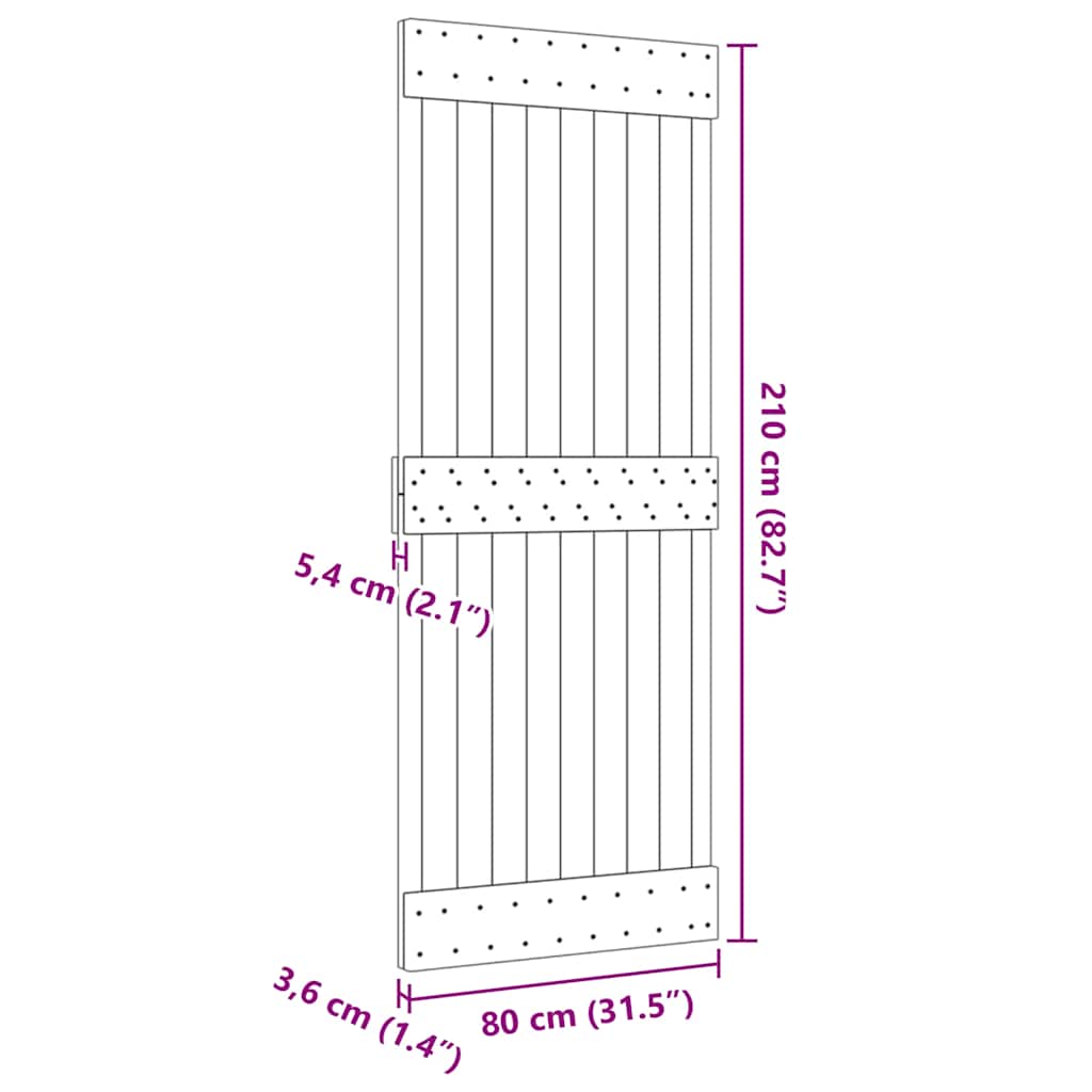 Porta NARVIK 80x210 cm in Legno Massello di Pino 154431