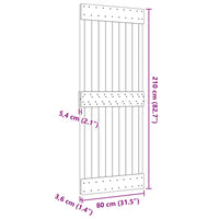 Porta NARVIK 80x210 cm in Legno Massello di Pino 154431