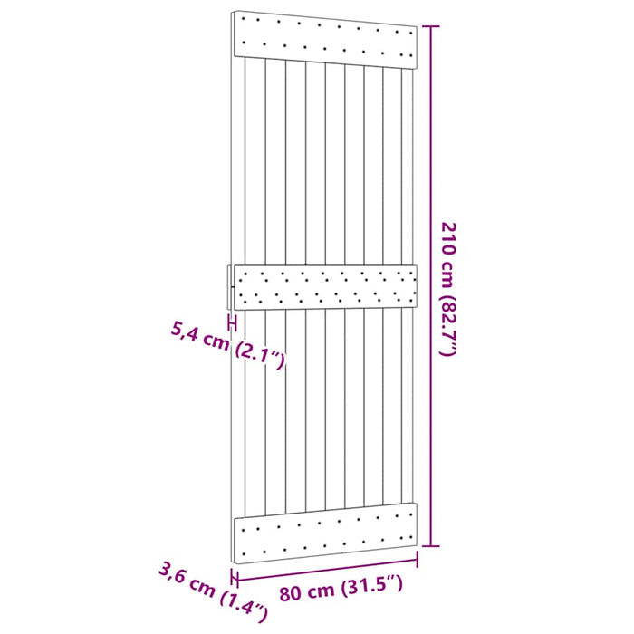Porta NARVIK 80x210 cm in Legno Massello di Pino 154431