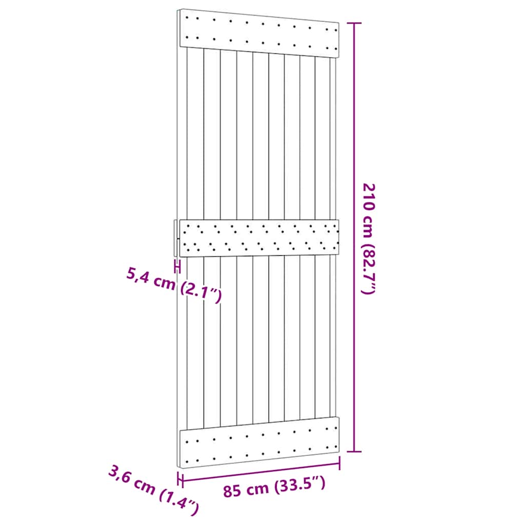 Porta NARVIK 85x210 cm in Legno Massello di Pino