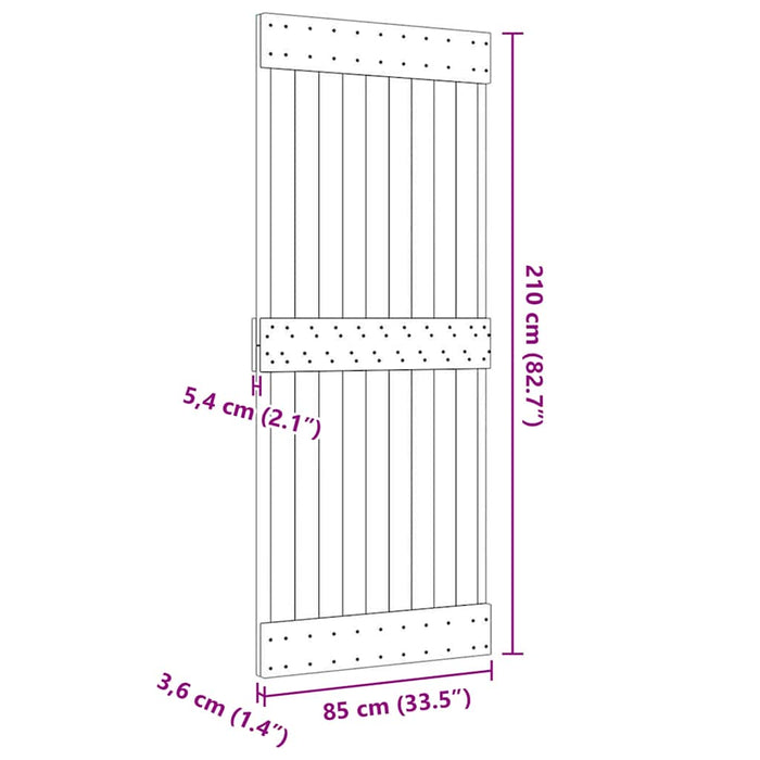 Porta NARVIK 85x210 cm in Legno Massello di Pino