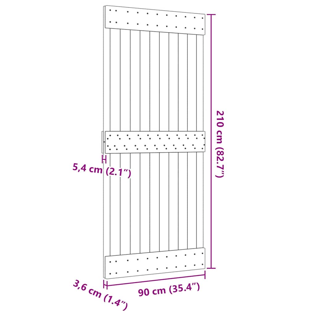 Porta NARVIK 90x210 cm in Legno Massello di Pino 154433